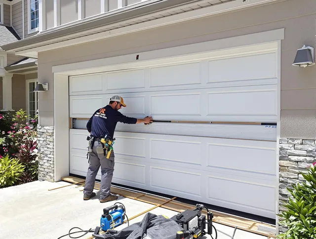 Milford city  Garage Door Repair team performing complete garage door replacement at Milford city  residence