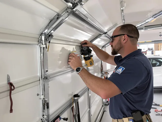 Milford city  Garage Door Repair technician quieting a noisy garage door in Milford city 