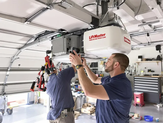 Milford city  Garage Door Repair technician performing advanced diagnostics on garage opener in Milford city 
