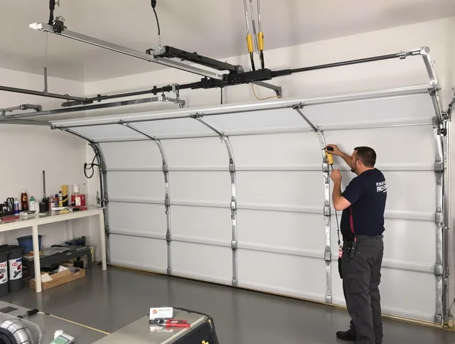 Milford city  Garage Door Repair certified technician performing overhead door system repair in Milford city 
